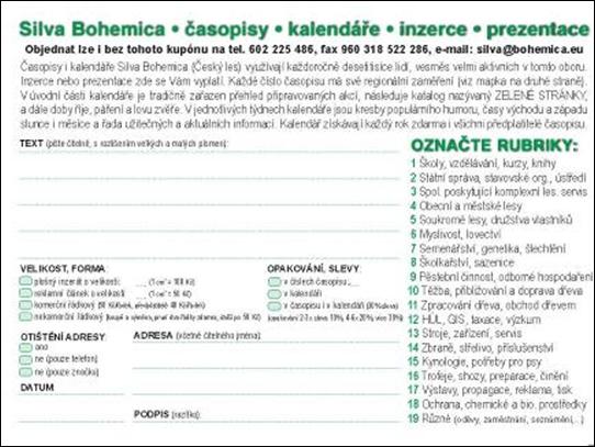 Inzertn� kup�n ve form�tu PDF, kter� poslou�� i k objedn�n� �asopis� a kalend���.